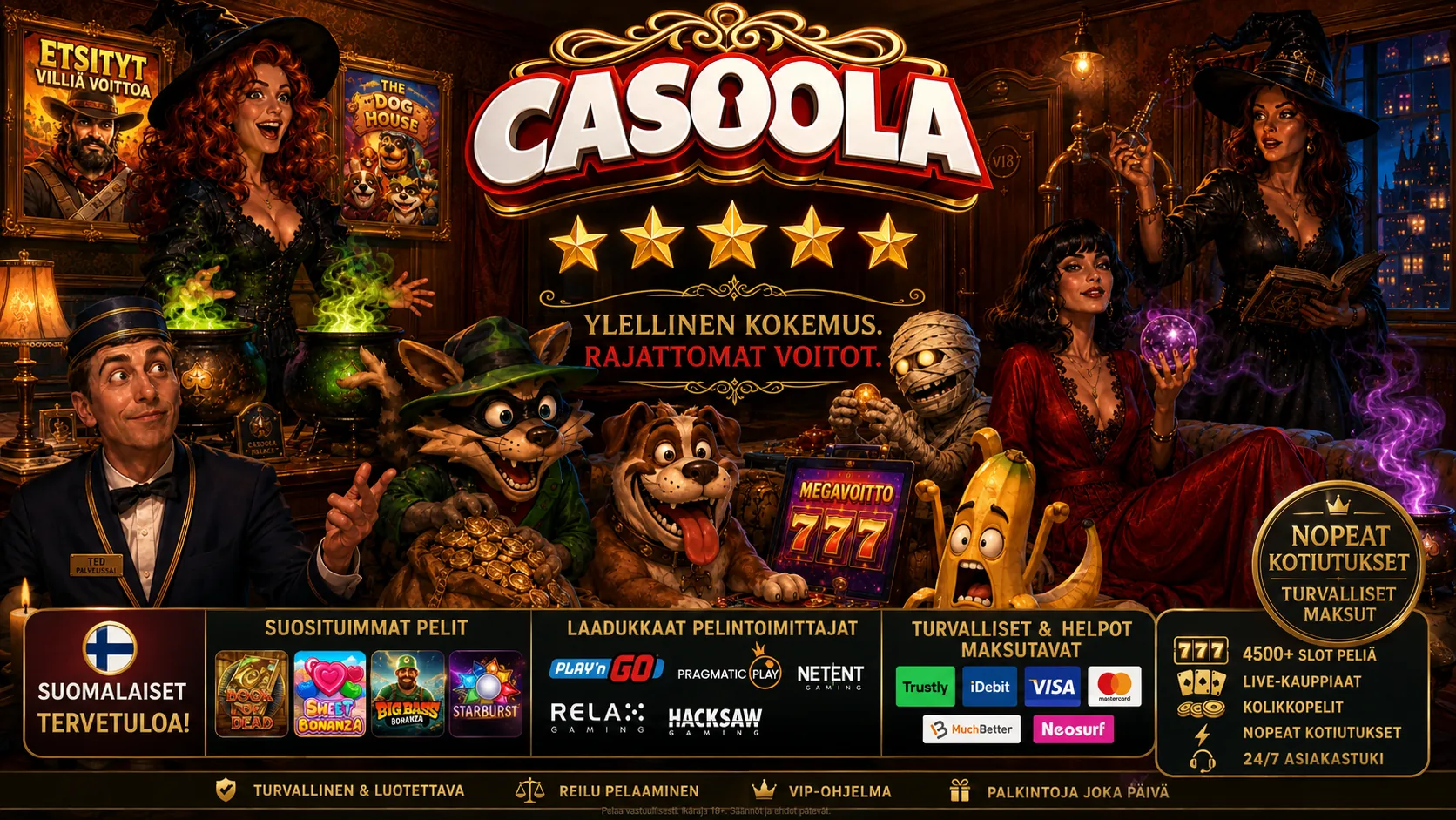 Casoola Casino – ylellinen kokemus, rajattomat voitot. 4500+ peliä, nopeat kotiutukset.